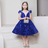 Kamames  Children's Host's Dress Princess Dress Pettiskirt Heavy Industry Girl's Western Style Catwalk Piano Performance Costume Sequins