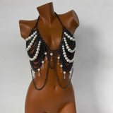 2025 L4819Y  New new models, black metal chain with pearl fashion splicing neck vest, body chain
