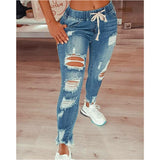 2025 2021Wish 2025 women's jeans slim and thin ripped women's jeans trousers women