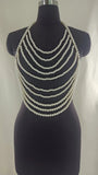 2025 120138  hot-selling vest fashionable and exquisite multi-layer wavy fringe chain neck pearl chain top body chain