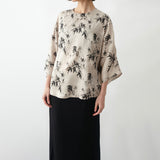 New Chinese acetic acid shirt spring and summer new round neck ink bamboo printed top, improved national style cool shirt B0621