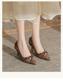 2025  Retro high heels women's stilettos popular new autumn versatile temperament comfortable women pointed head shallow mouth single shoes women