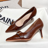 2025  Fashion retro high heels women's stiletto popular new autumn pointed comfortable not tired feet single shoes