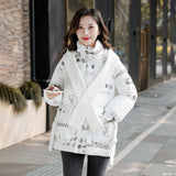 Down cotton-padded clothes for women in 2024, new loose large-size cotton-padded jackets, warm scarves, hats for female students, short cotton-padded clothes in autumn and winter