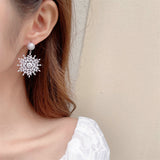 2025 style crowdwork color zircon earrings wholesale elegant fashion temperament light luxury high sense Christmas snowflake earrings