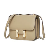 KAMAMES 2025 popular new leather palm pattern H buckle Kangkang bag cowhide small square bag fashionable versatile single shoulder messenger flight attendant bag