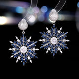 2025 style crowdwork color zircon earrings wholesale elegant fashion temperament light luxury high sense Christmas snowflake earrings