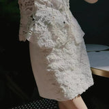 2025 Exquisite heavy industry,  retro romantic three-dimensional relief disc flower lace splicing skirt, new autumn and winter models