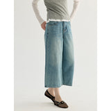2025 THE MIND wide-leg seven-point jeans women's 2025 spring new Korean version of simple and versatile casual pants NY016
