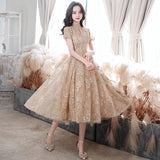 Champagne banquet evening dress new spring New fairy temperament art test performance dress annual meeting host dress dress