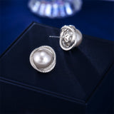 2025 fashion high sense niche commuter earrings light luxury zircon 925 silver needle temperament simple pearl stud earrings