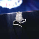 2025 Japan and South Korea simple index finger ring Internet celebrity style inlaid zircon light luxury fashion personalized tail ring open rose ring female
