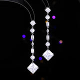 2025 Super flash square zircon long fringed earrings light luxury niche super fairy temperament earrings s925 silver needle fashion earrings