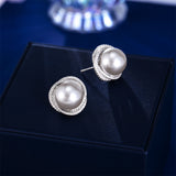 2025 fashion high sense niche commuter earrings light luxury zircon 925 silver needle temperament simple pearl stud earrings