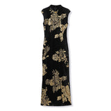 High-end new Chinese style luxurious high-end embroidery printing design jacket cape dress set M9005
