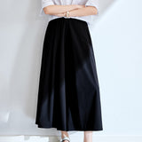 Cotton cocoon, commuter pocket elastic waist wide-leg nine-point pants, summer  new fashionable versatile and thin pants