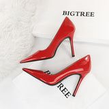 2025 6122-3  style fashionable and simple super high heel shallow mouth pointed head glossy patent leather versatile high heels women's shoes single shoes