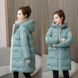 Down cotton-padded women's winter clothing New new Korean version loose cotton-padded women's medium and long thickened bread cotton-padded jacket