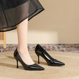 2025 811-1 Sexy patent leather bridesmaid shoes 2025 new pointed thin heels high heels women's professional commuter work shoes