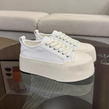 kamames Liu Yiyi Same Shoes Women's  Spring and Summer New Thick Bottom Increased Low Top Big Head Casual Canvas Shoes White Shoes