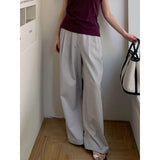 2025 THE MIND Tencel cotton wide-leg casual pants women's 2025 early spring new Korean version loose and versatile long pants T019