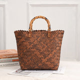 KAMAMES American Woven Tote Large Capacity Ins Internet Celebrity Women's Handbag Retro Large Capacity Handmade Straw Bag Bag