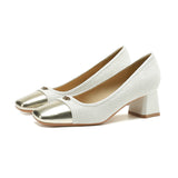 2025 5299-A1 Square head thick heel high heels women's 2025 women's autumn new  medium heel shallow mouth professional work shoes