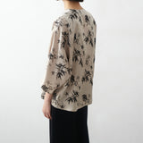 New Chinese acetic acid shirt spring and summer new round neck ink bamboo printed top, improved national style cool shirt B0621