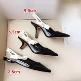 kamames D High Version Women's Chic Strap Sandals Summer Stiletto Heel Pointed Toe Kitten Heel Closed Toe Back Open Shoes Striped High Heels