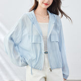 Cotton cocoon, sunscreen clothing women's summer  new shirt sunscreen light casual hooded cardigan jacket women