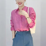 2025 spring and summer girl's heart ebony sauce, fried twill ramie cardigan with shirt top B0463