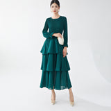 2025 Hot trade hot-selling Mizhai dress long high-end a-word skirt showing thin temperament elegant early autumn long-sleeved cake skirt