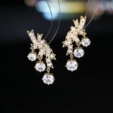 2025 light luxury zircon fringed earrings s925 silver needle super flash exquisite design sense small fragrance fashion versatile earrings