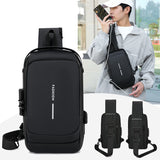 KAMAMES Multifunctional Men's Chest Bag  Password Anti-Theft Shoulder Bag Sports Waterproof Crossbody Bag Cool Motorcycle Bag