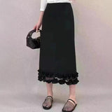 2025 spring Korean version fashionable versatile high waist rear split ruffle edge skirt medium and long temperament skirt women