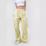 kamames NEWn-Style HOTan and NEWn-Style Design Sense Loose Bow Overalls Women's Hot Girl Straight Pants Casual Paratrooper Pants