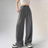 kamames Women's High-End Suit Pants Spring and Summer Leisure Temperament High Waist Loose Drooping All-Matching Straight Wide-Leg Draggle-Tail Trousers