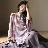 Guofeng New Heavy Industry Embroidery Light Purple Long Mulberry Silk Shirt Design Temperament Top Women's M5123