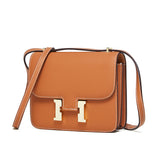 KAMAMES 2025 popular new leather palm pattern H buckle Kangkang bag cowhide small square bag fashionable versatile single shoulder messenger flight attendant bag