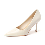 2025 811-1 Sexy patent leather bridesmaid shoes 2025 new pointed thin heels high heels women's professional commuter work shoes