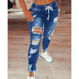 2025 2021Wish 2025 women's jeans slim and thin ripped women's jeans trousers women