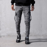 2025 2025 Express new denim men's pants New Popular trade tooling trend black slim denim pants men