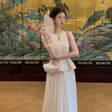 National style cool high-end sleeveless vest women's  summer thin embroidery fashion skirt two-piece set N4051