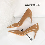 2025 9511-6  style fashionable simple thin heel super high heel patent leather shallow mouth pointed head sexy nightclub showing thin women's single shoes
