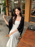 2025 Thirteen Lines  Summer New Korean Version Solid Color Knitted Cardigan Versatile Sunscreen Blouse 25216