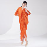 2025 Hot trade women's fashion high-end dress new bronzing loose large size fringed irregular pleated dress long dress