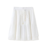 Spring new lace cardigan shirt skirt Tencel two-piece set light luxury temperament elegant pure white set M4061