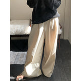 2025 THE MIND Tencel cotton wide-leg casual pants women's 2025 early spring new Korean version loose and versatile long pants T019