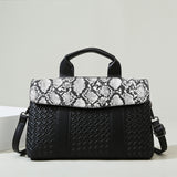 2025 Bag Women's Handbag Premium Sense Large Capacity Python Pattern Woven Boston Bag  One Shoulder Crossbody Women's Bag