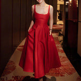 2025 Going out light wedding dress  simple satin Hepburn style certificate registration small white dress waist suspender dress dress